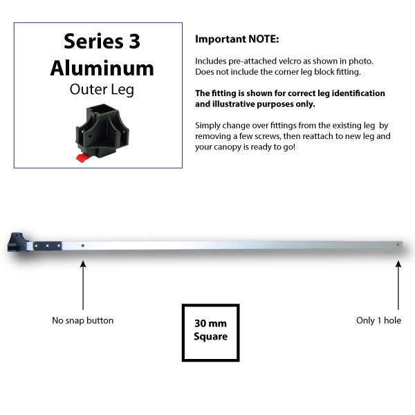 Outer Leg, Aluminum - Outer Leg\, Aluminum HEX 4